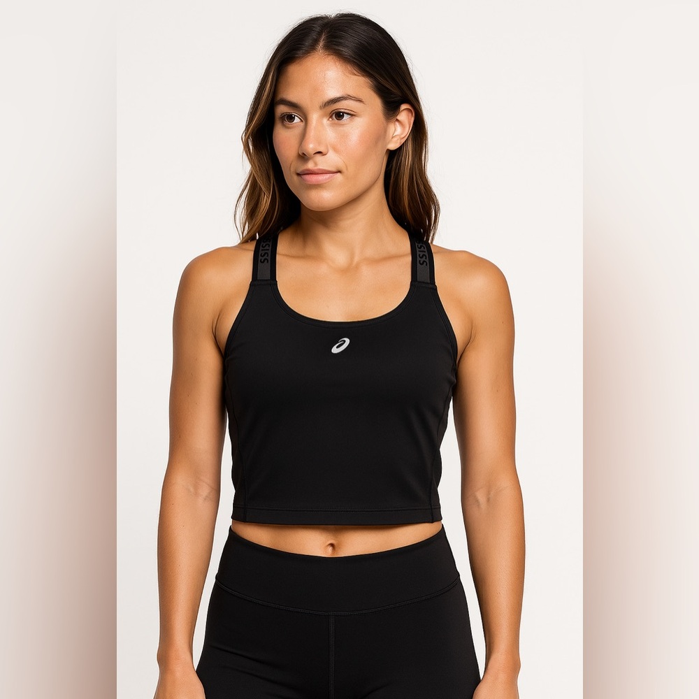 Asics Women’s Performance Cropped Tank Top
Size: XL Color: Black EUC